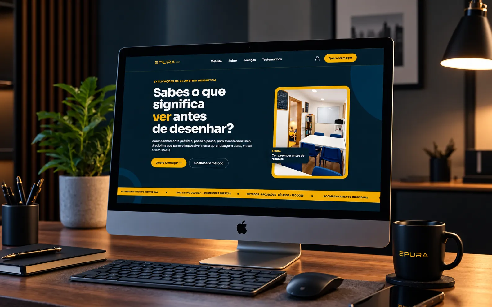 Website institucional e app instalável para centro de explicações — Épura por Ângelo Studio